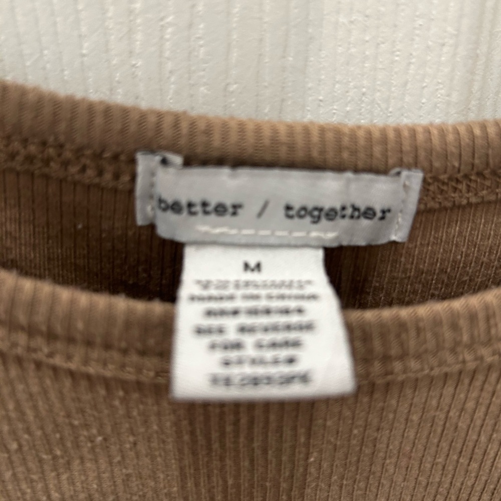 Brown Ribbed Short Sleeve Top - Picture 2 of 2